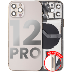 Back Housing W/ Small Components Pre-Installed Compatible For iPhone 12 Pro (US Version) (Used OEM Pull: Grade C) (Gold)