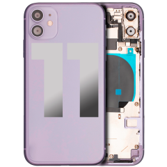 Back Housing W/ Small Components Pre-Installed Compatible For iPhone 11 (Used OEM Pull: Grade C) (Purple)