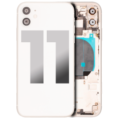 Back Housing W/ Small Components Pre-Installed Compatible For iPhone 11 (Used OEM Pull: Grade C) (White)