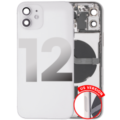 Back Housing W/ Small Components Pre-Installed Compatible For iPhone 12 (US Version) (Used OEM Pull: Grade A) (White)