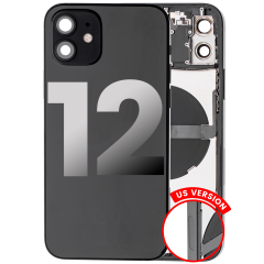 Back Housing W/ Small Components Pre-Installed Compatible For iPhone 12 (US Version) (Used OEM Pull: Grade C) (Black)