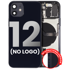 Back Housing W/ Small Components Pre-Installed Compatible For iPhone 12 (No Logo) (Aftermarket Plus) (International Version) (Black)