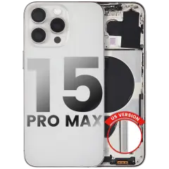 Back Housing W/ Small Components Pre-Installed Compatible For iPhone 15 Pro Max (US Version) (Used OEM Pull: Grade B) (White Titanium)