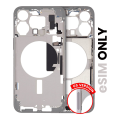 Mid-Frame Housing With Power And Volume Button Compatible For iPhone 15 Pro Max (US Version) (Used OEM Pull: Grade A) (White Titanium)